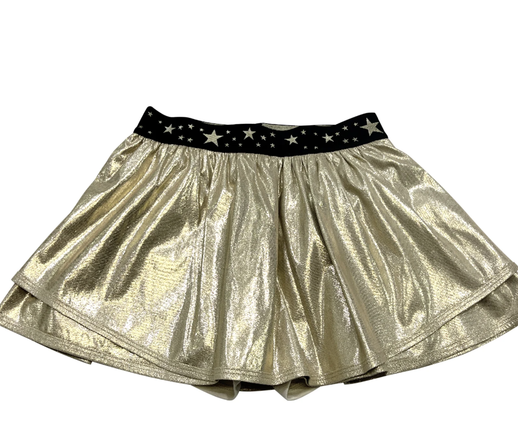 Gold Gathered Mini Skortt