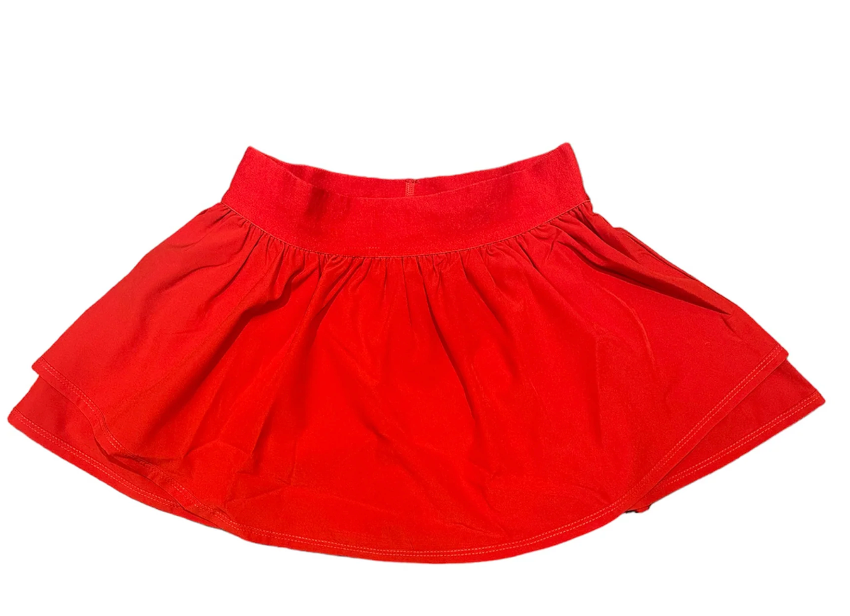 Red Gathered MIni Skort