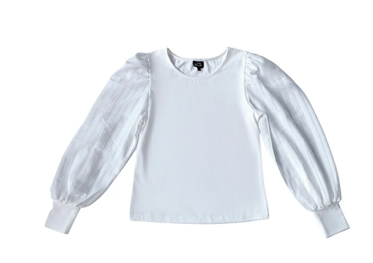 White Textured Sleeve Top
