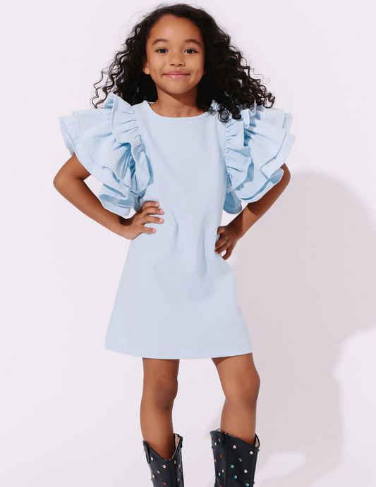 Blue Ruffle Denim Dress