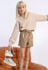 Pleather Shorts Beige