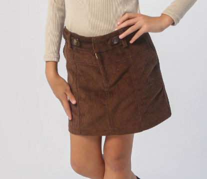 Corduroy Button Skirt