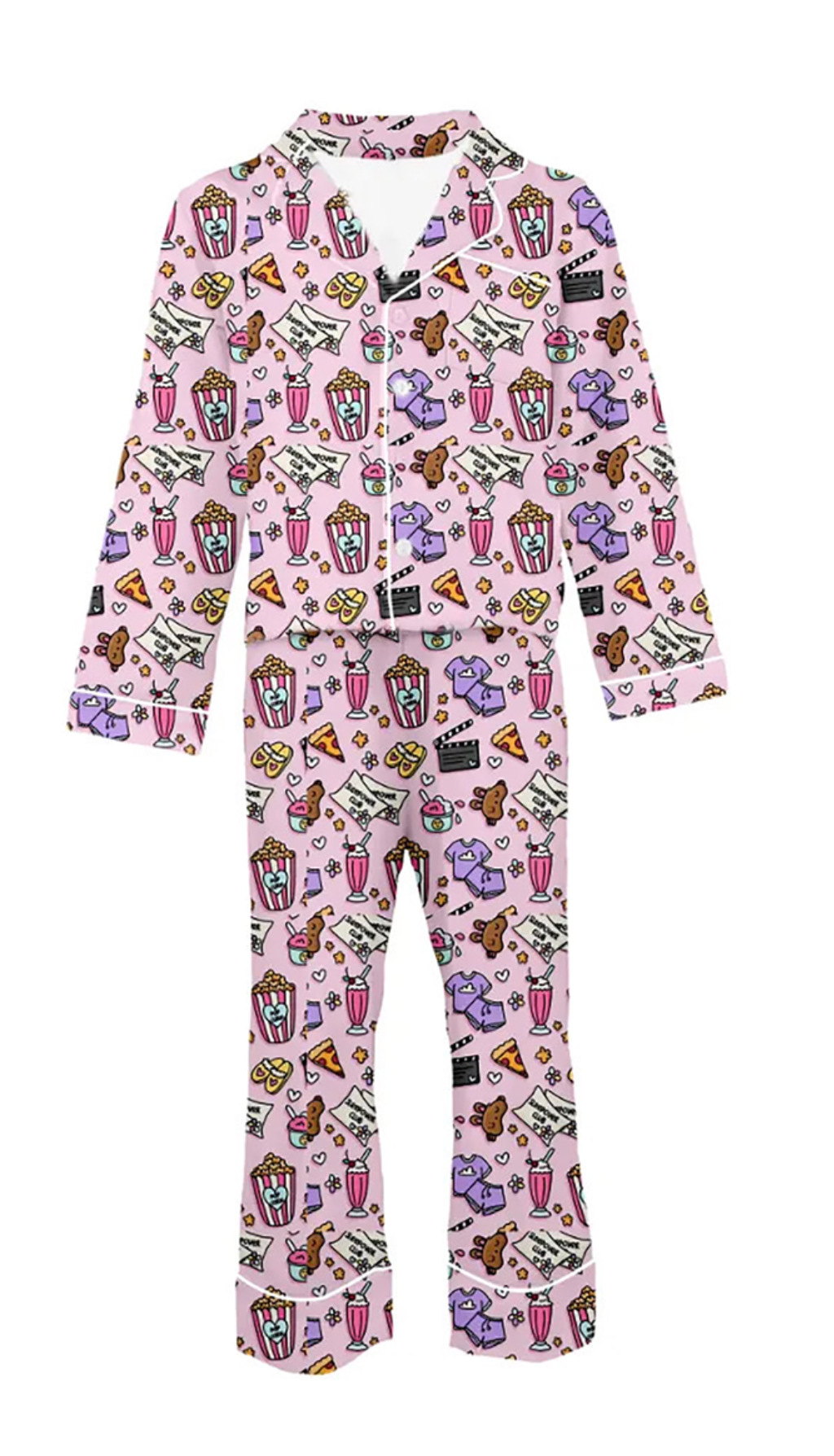 Girls Movie Night Print Pajamas