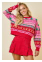 Christmas Motif Patterned Knit Sweater Top