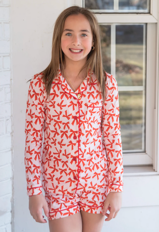 Button Up Lounge Set - Red Bows