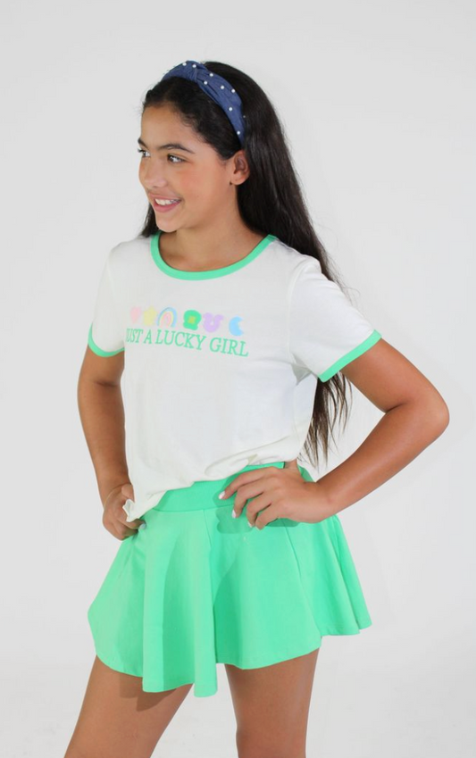 Lucky Girl embroidered tee