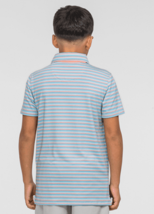 Boys Grant Stripe Polo - Island Coral