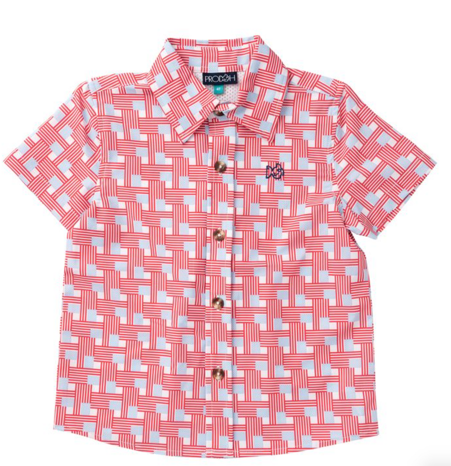 American Flag Short Sleeve Button Down