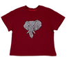 Game Day Sequin Elephant on Crimson Boxy-T