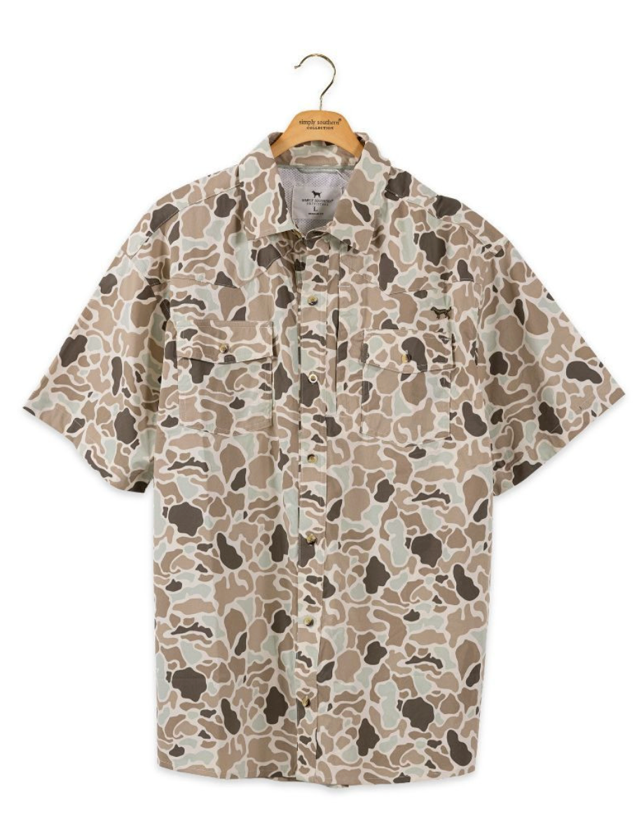 Camo Dry Button Up Shirt - Mens