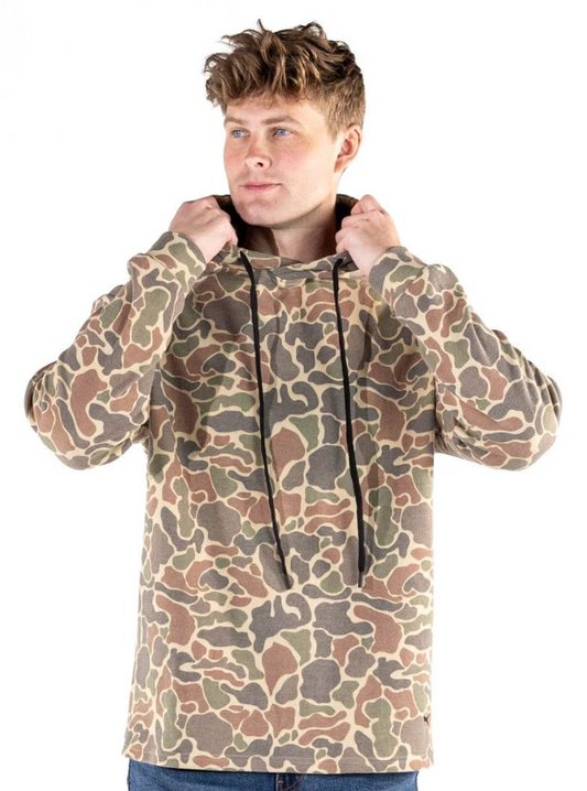 Thermal Waffle Knit Camo Pullover - Mens