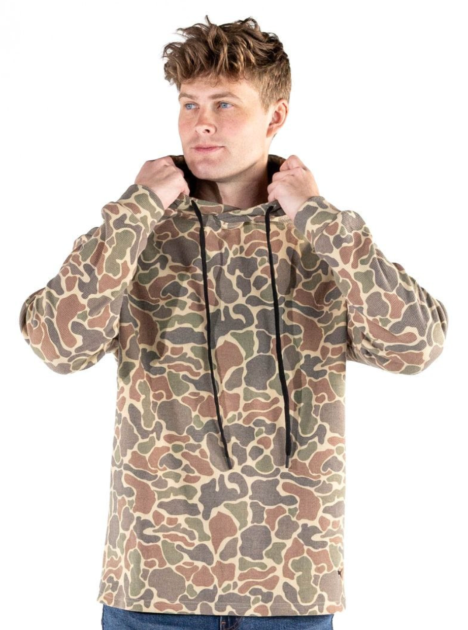 Thermal Waffle Knit Camo Pullover - Mens