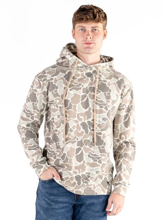 Mens Thermal Waffle Knit Camo Pullover - Light Camo