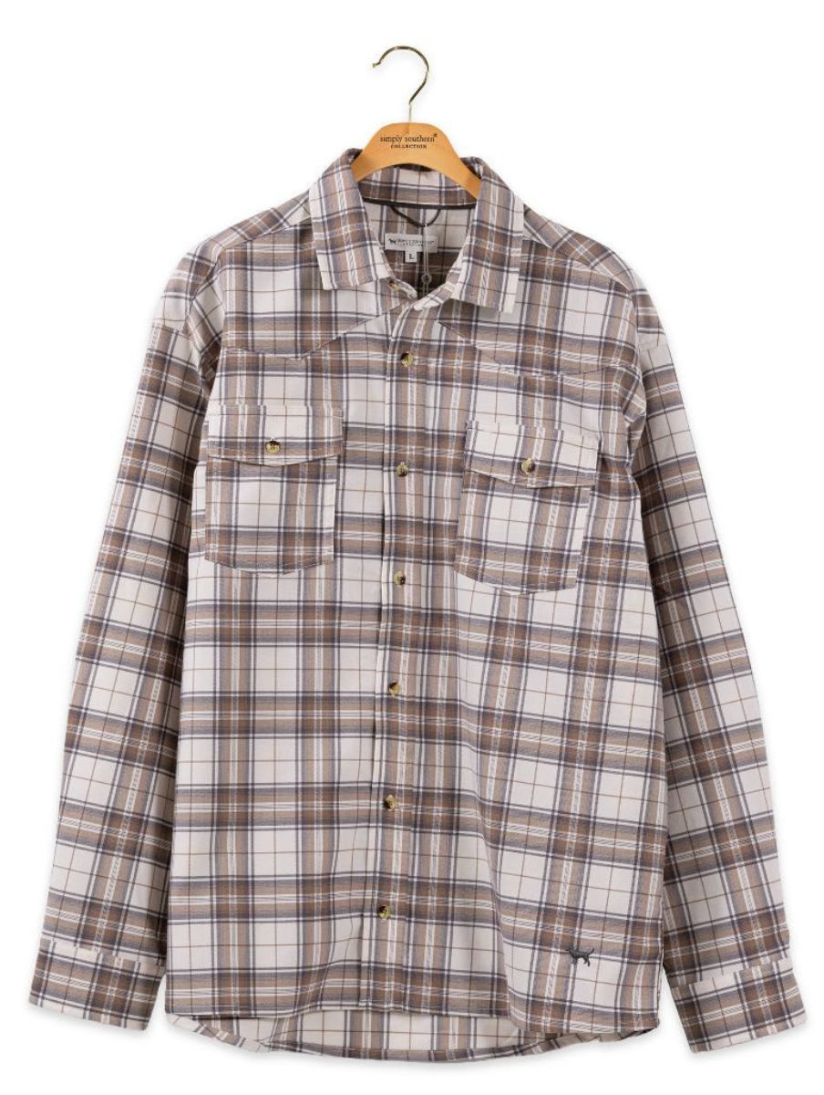 Mens Flannel Button up Brown