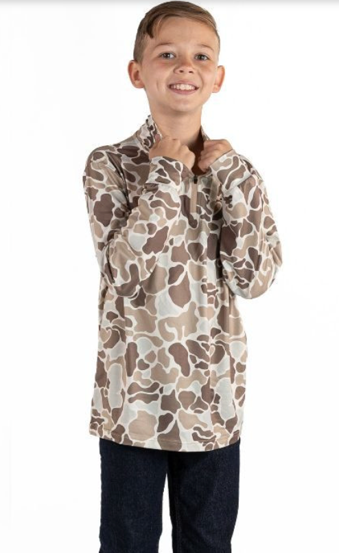 Boy Quarter Zip Performance Camo