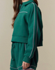 Gingham Piping Detailed Fleece French Terry Sweatshirt