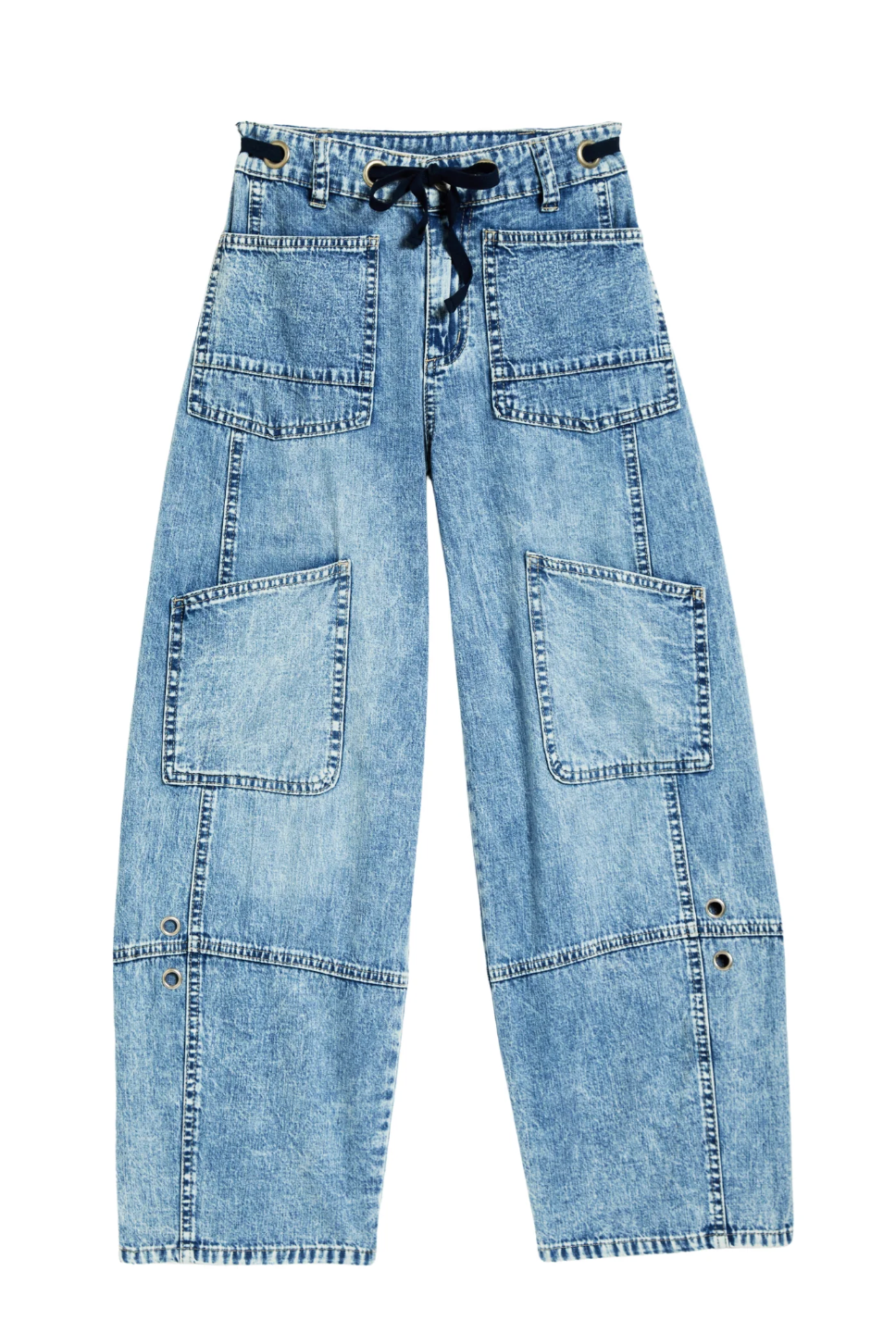Grommet Waist Patch Wide Leg