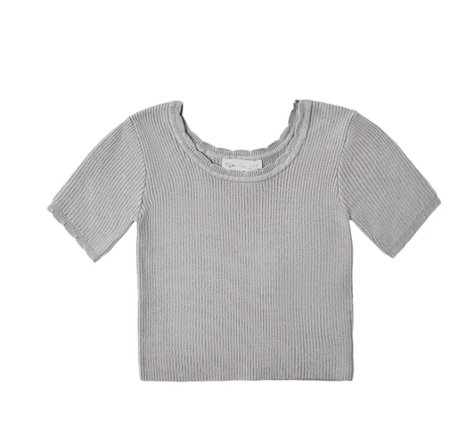 Teen Scallop Tee Dusty Blue