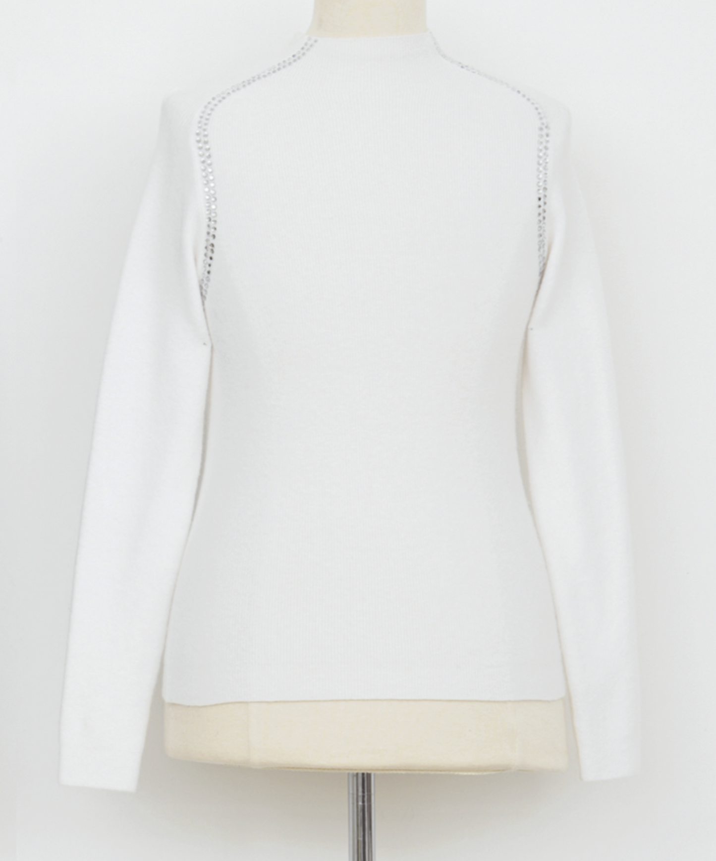 Ribbed White LS with Stones