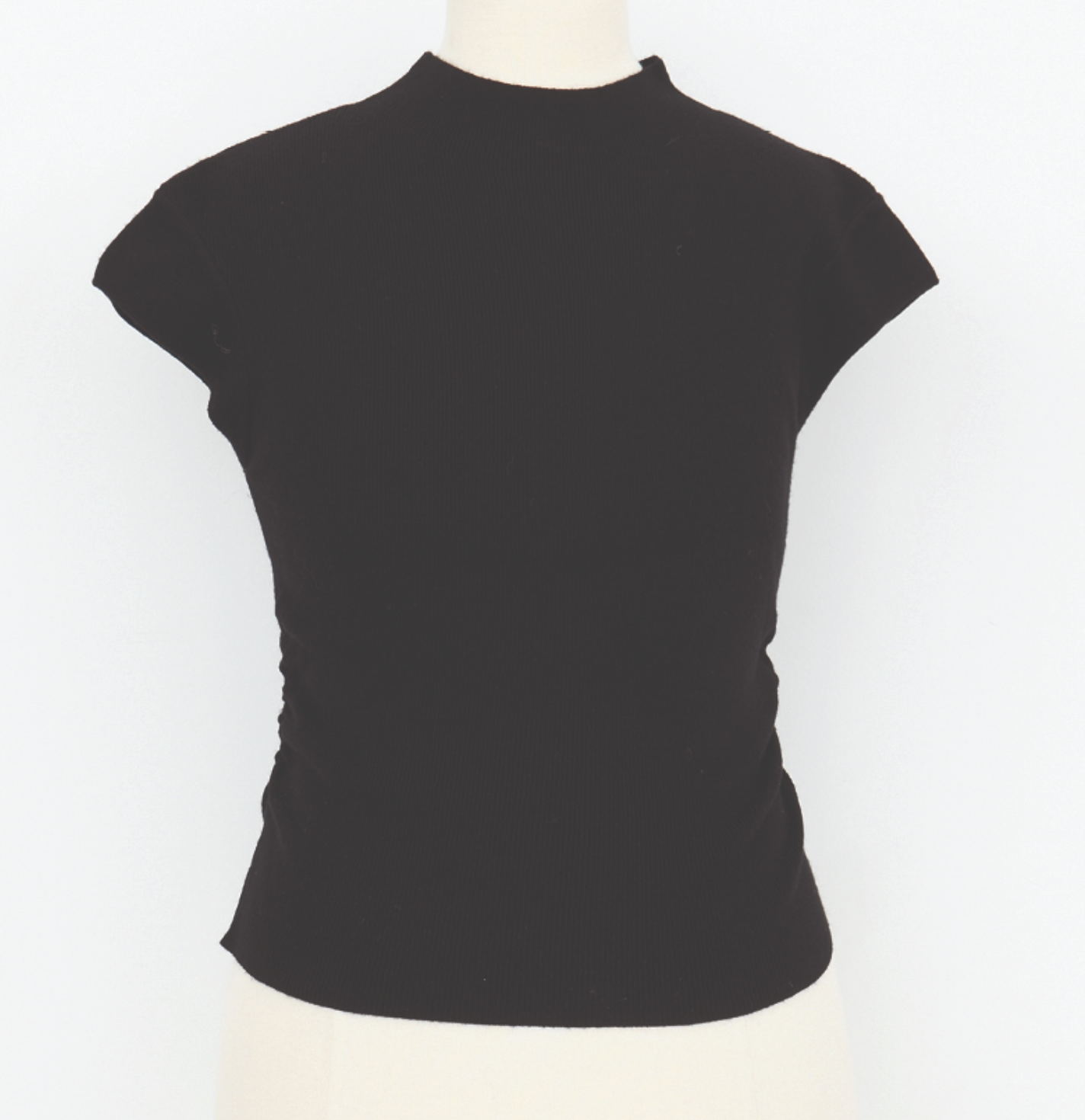 Ruched top, stand-up collar