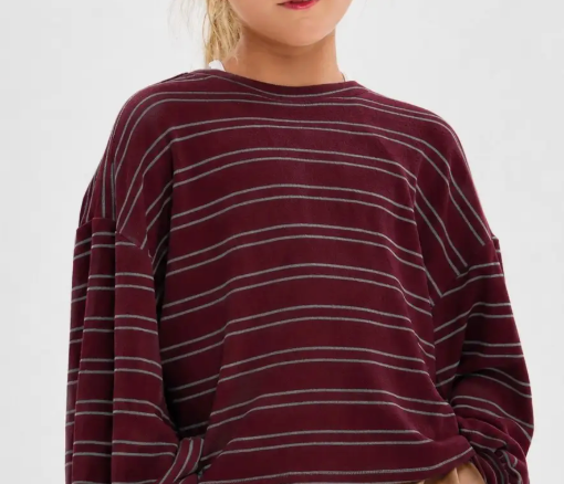 Striped Wide Leg Open Back Set - Maroon / Crimson