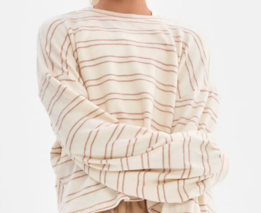 Striped Wide Leg Open Back Set - Beige / Taupe