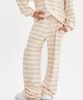Striped Wide Leg Open Back Set - Beige / Taupe
