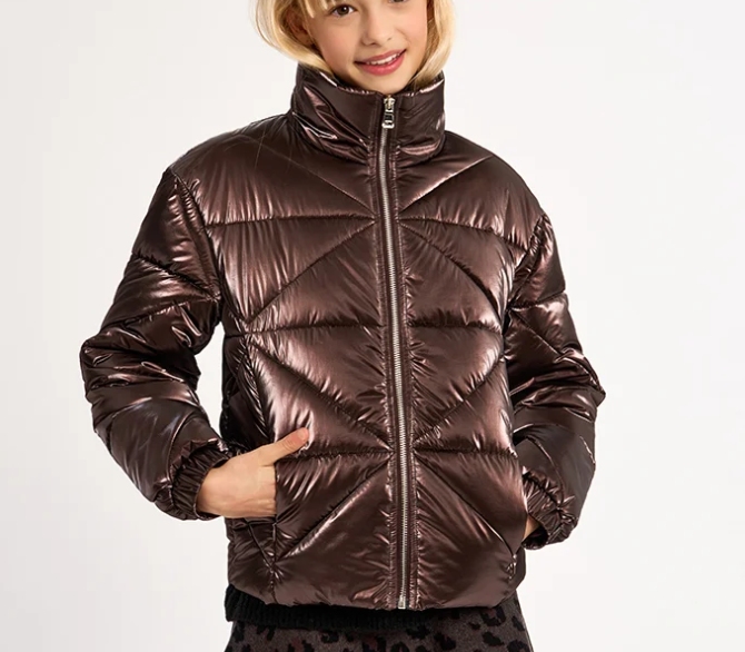 Girls Metaleic Chocolate Puffer Jacket