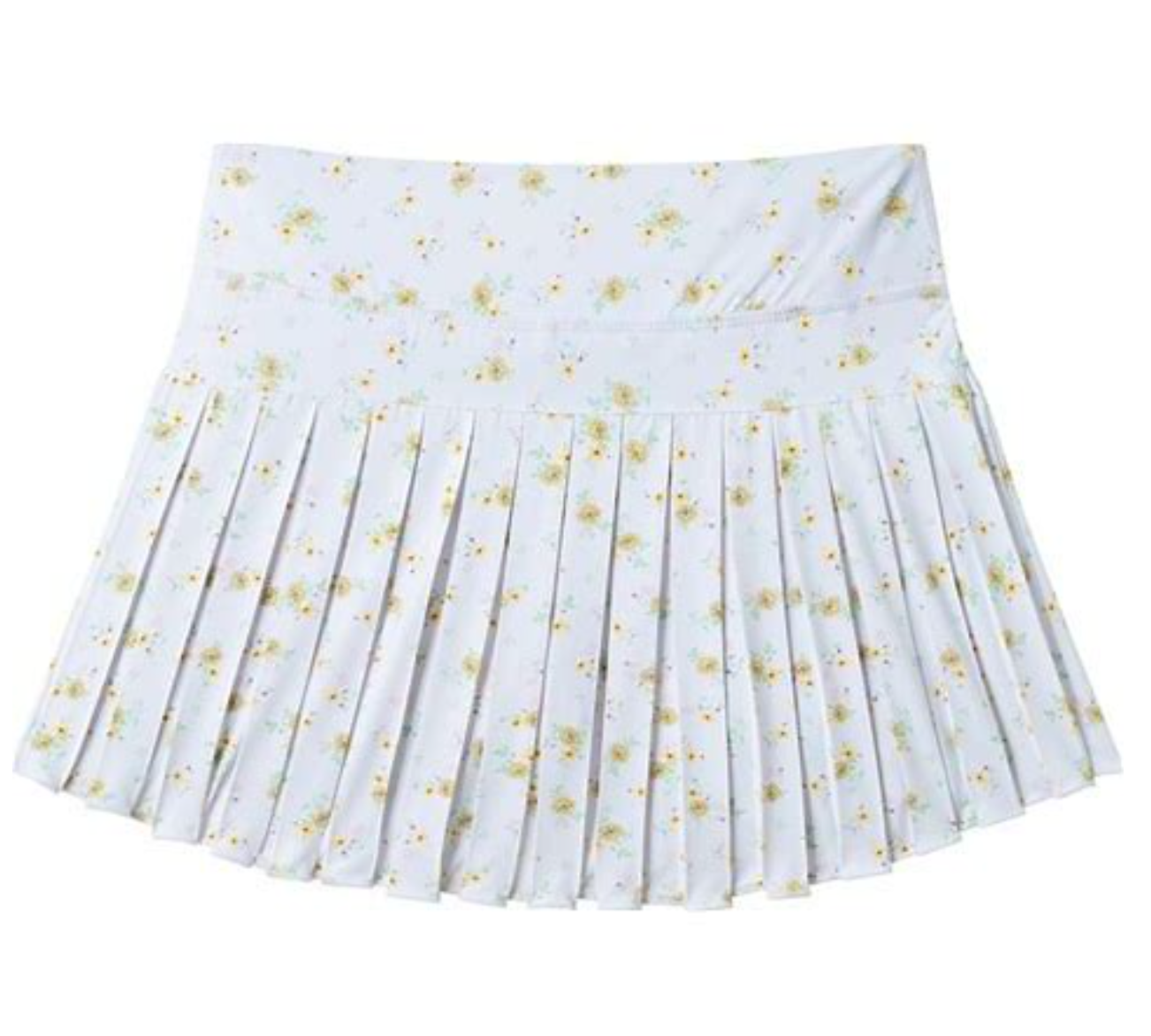 Tween Girls White Floral Printed Pleated Skort