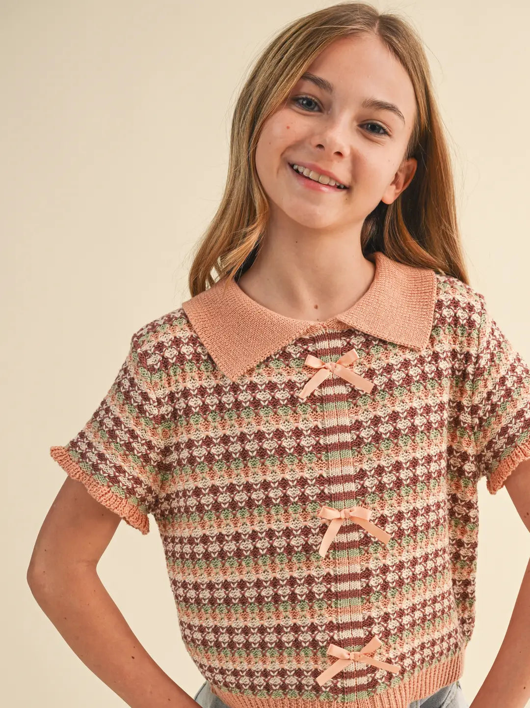 Tween Girls Collard Knit Top