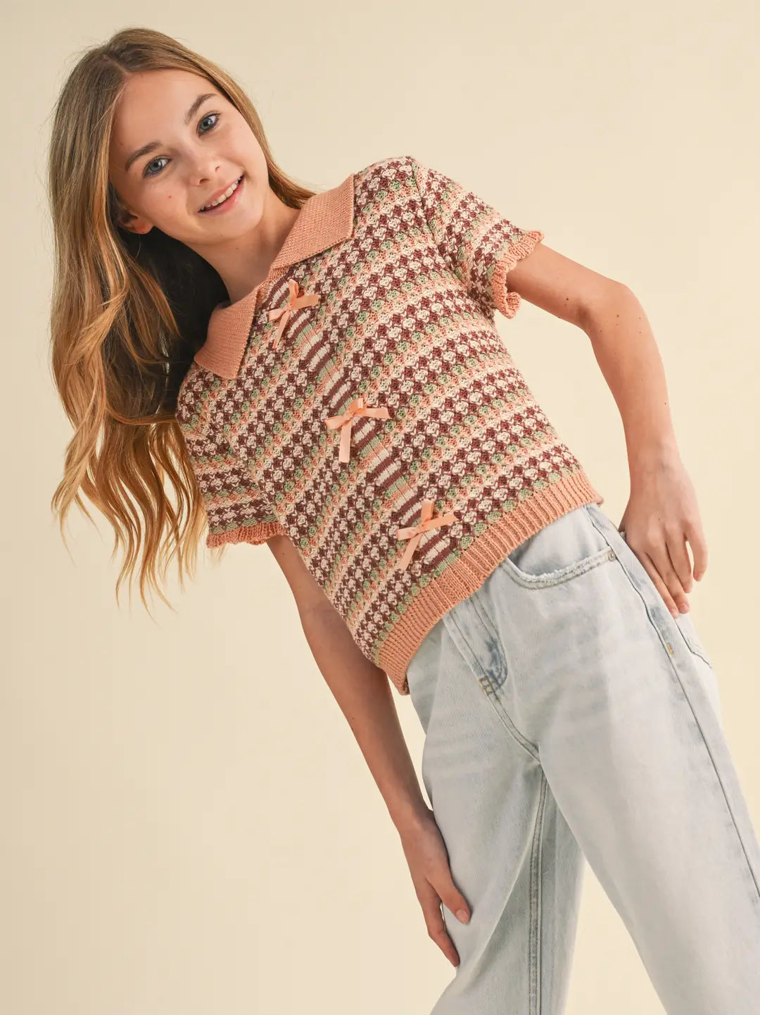 Tween Girls Collard Knit Top