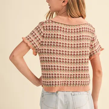 Tween Girls Collard Knit Top