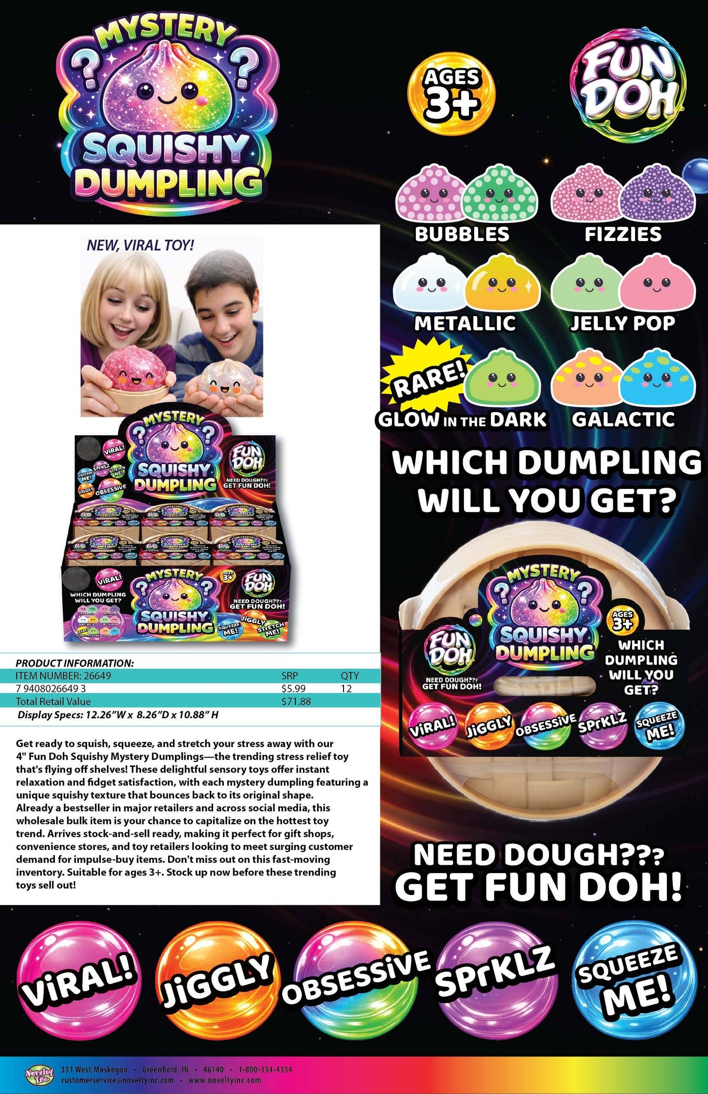 Fun Doh 4" Mystery Dumpling Squishies