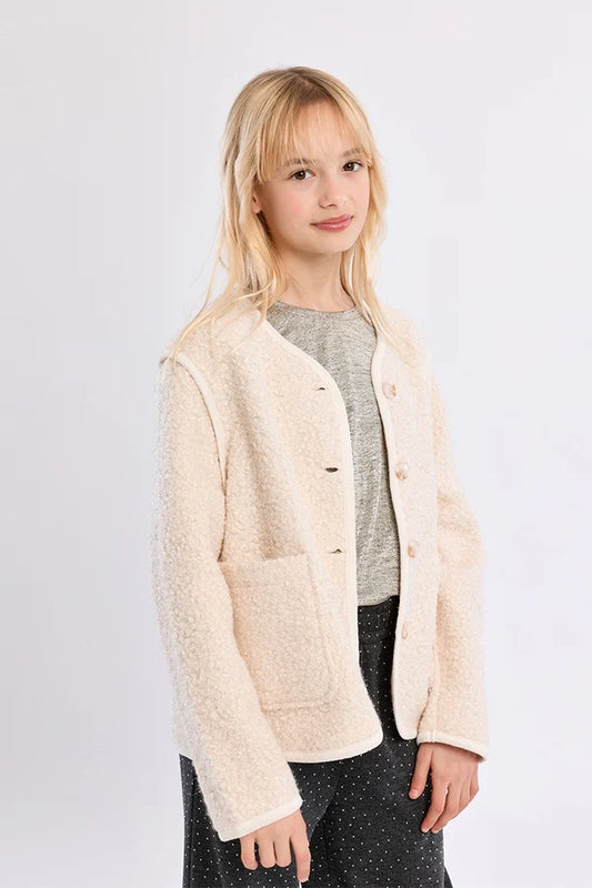 Girls Woven Jacket-Offwhite