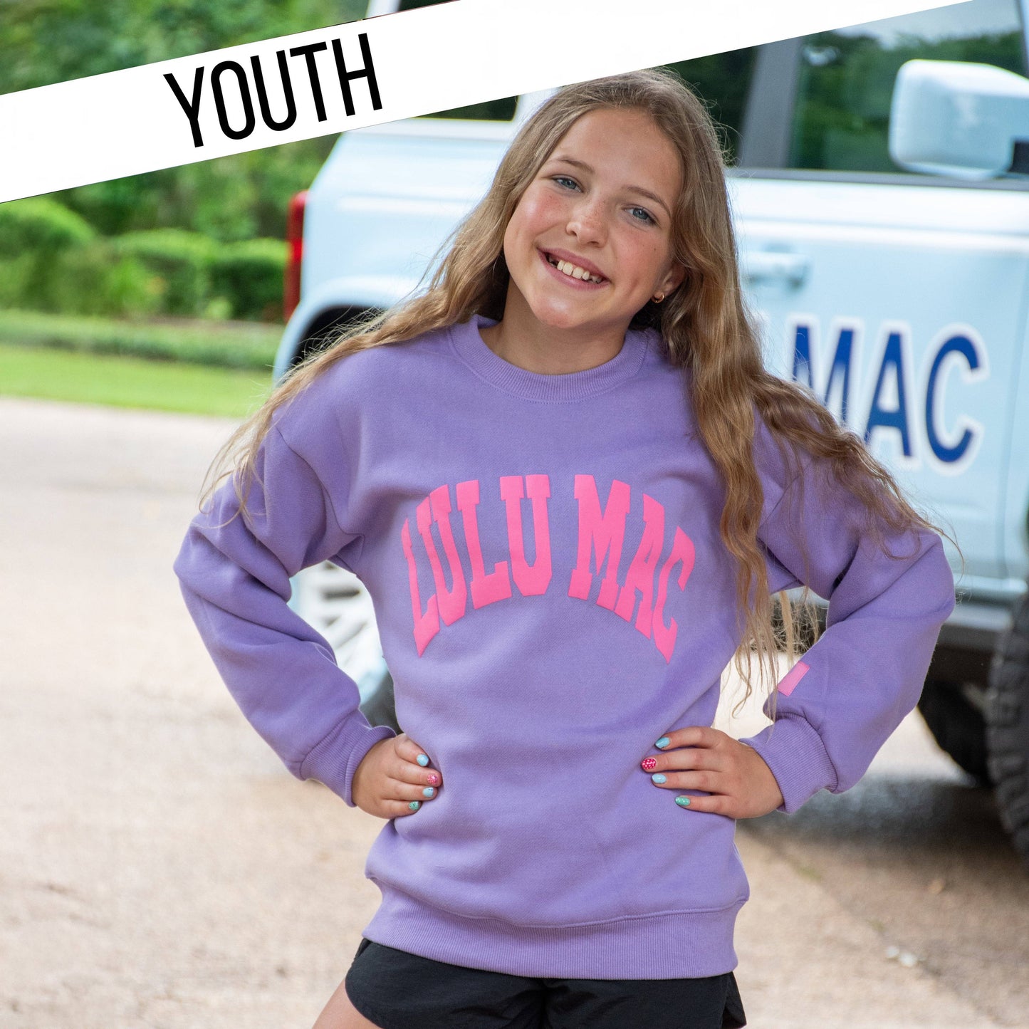 PURPLE/PINK PUFF: Youth Pullover