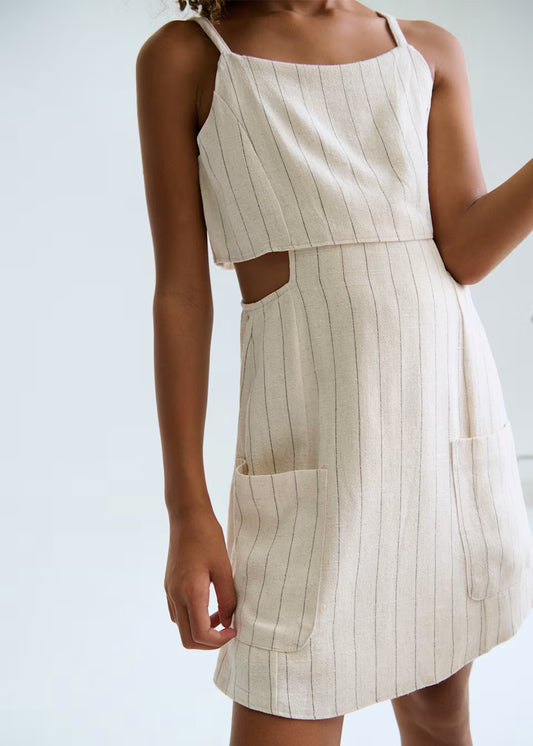 Linen Stripe Romper - Dress