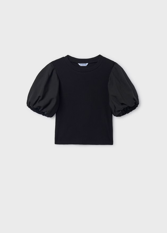 Black Puff Sleeve Top