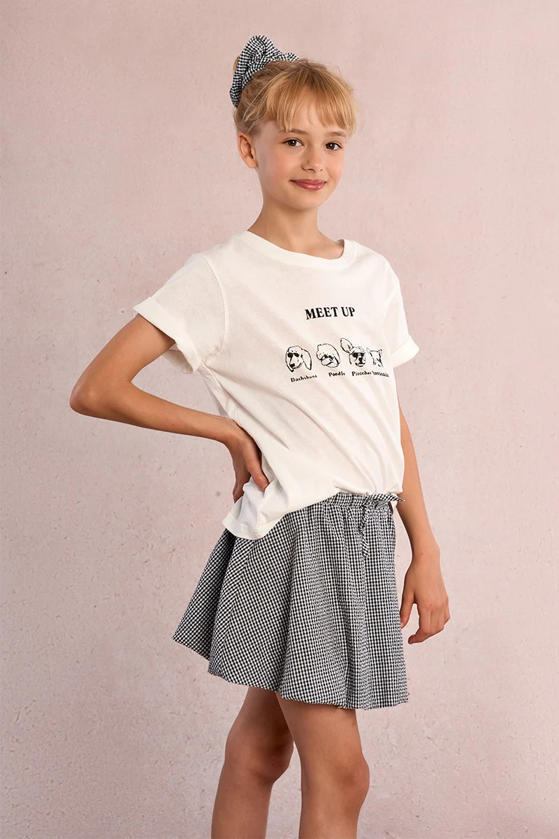 Woven Black Gingham Skort