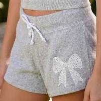 Misty Grey Bow Sweat Short