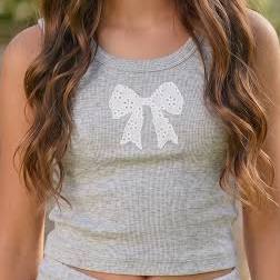 Misty Grey Bow Tank Top