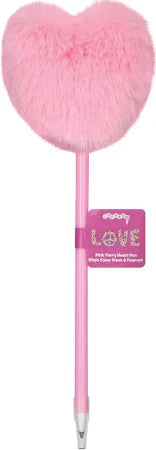 Pink Furry Heart Pens
