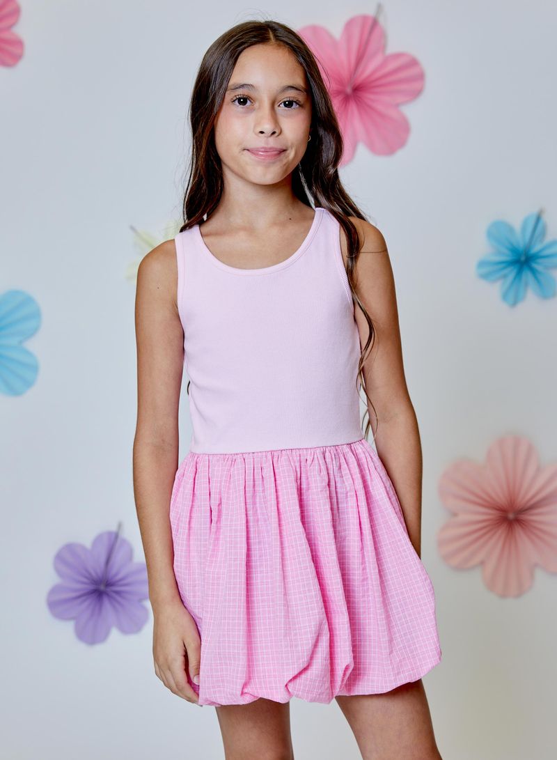Pink Plaid Bubble Dress